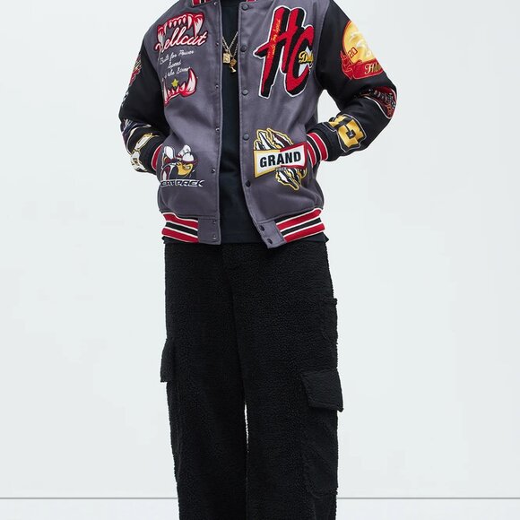 Dodge Hellcat Varsity Jacket Men’s Grey Polyester Microsuede Patch Letterman - Picture 13 of 13